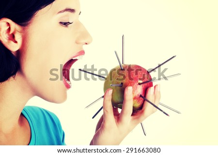 Young woman with a throat pain