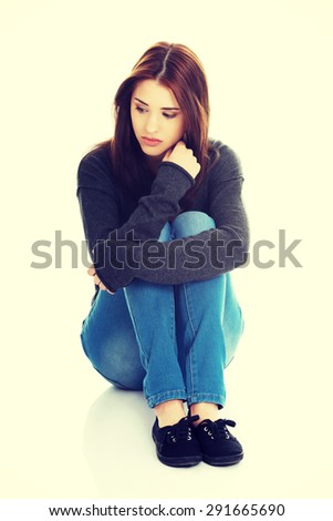 Lonely sad woman deep in thoughts Lonely sad woman deep in thoughts