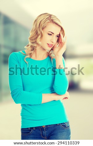 Worried woman have a big problem