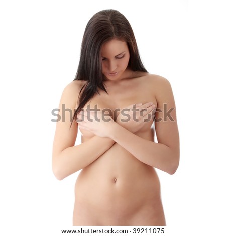 stock photo Beautiful nude female body isolated on white background