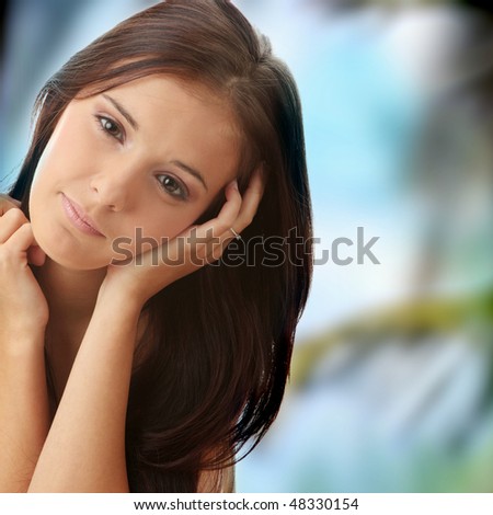 Calm portrait of young  beautiful woman