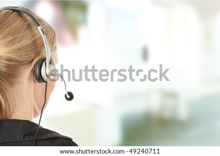 Young beautiful call center worker