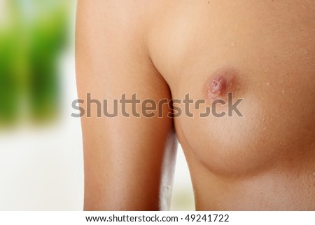 stock photo Perfect nude and wet breast of caucasian woman