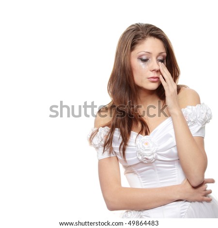 La Cenicienta Cantante(Joe y tu) cap 191[TERMINADA] - Página 4 Stock-photo-beautiful-young-caucasian-sad-bride-crying-over-white-background-49864483