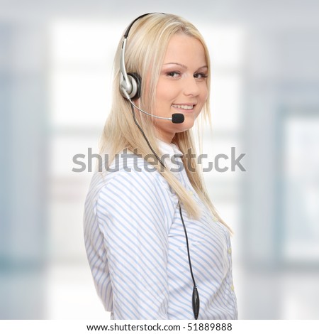 Young beautiful woman,call center worker