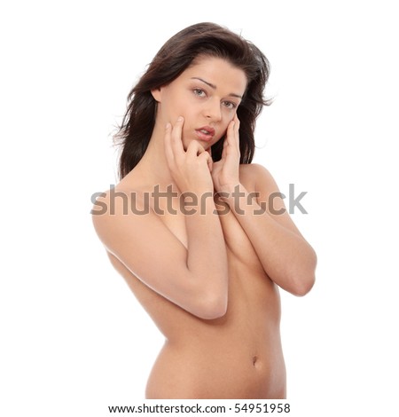 stock photo Portrait of the attractive topless girl without a makeup