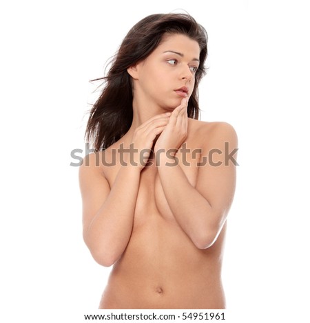 stock photo Portrait of the attractive topless girl without a makeup 