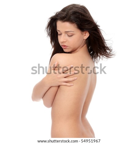 stock photo Portrait of the attractive topless girl without a makeup 
