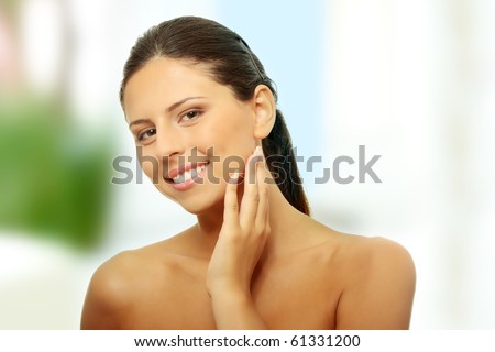 Beautiful woman\'s face with fresh clean skin