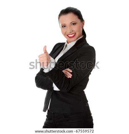 business woman clothes. stock photo : Confident usiness woman standing wearing elegant clothes with