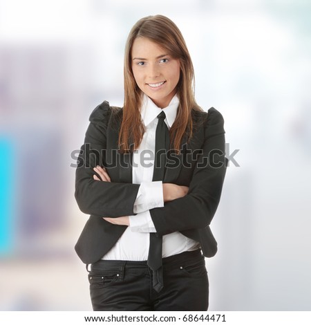 Confident business woman standing wearing elegant clothes