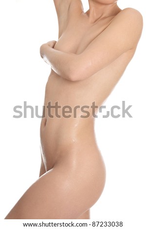 stock photo Beautiful woman's body wet and naked