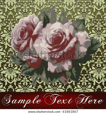 Retro. Flowers. Roses. Beautiful frame with a flower ornament.