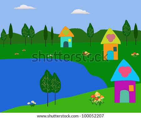 lake in cartoon