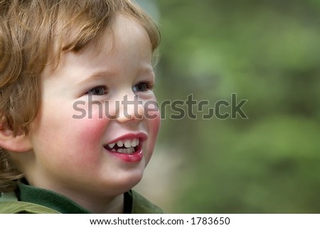 Smiling child on spring walk