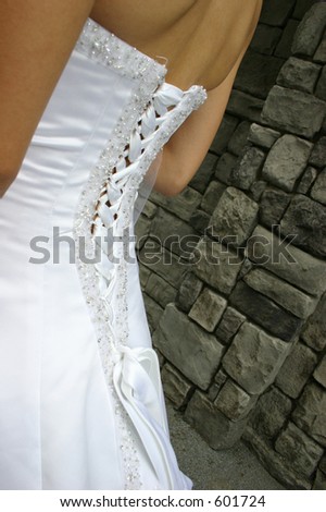 detail of the back of gorgeous,wedding dress  very clear