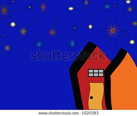 Got a lighter? Cartoon House With Starry Night