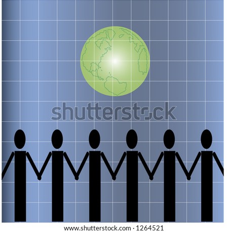 stick people holding hands around world. pictures stick people holding