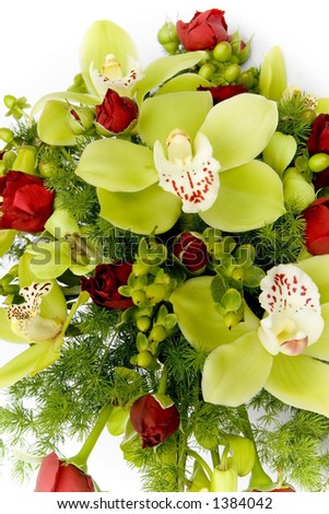 stock photo orchid and roses bridal bouquet