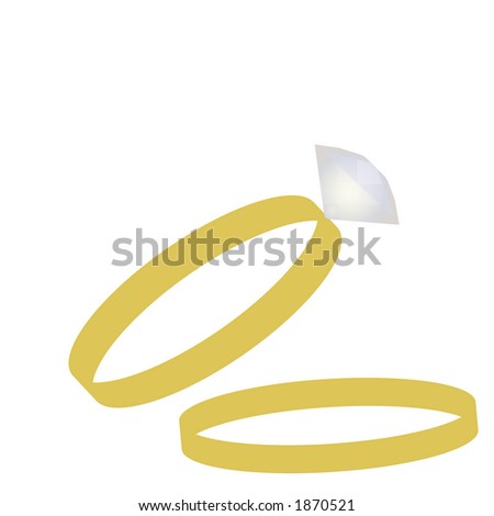 stock vector wedding band and diamond ring illustration