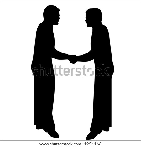 stock vector : silhouette of men shaking hands