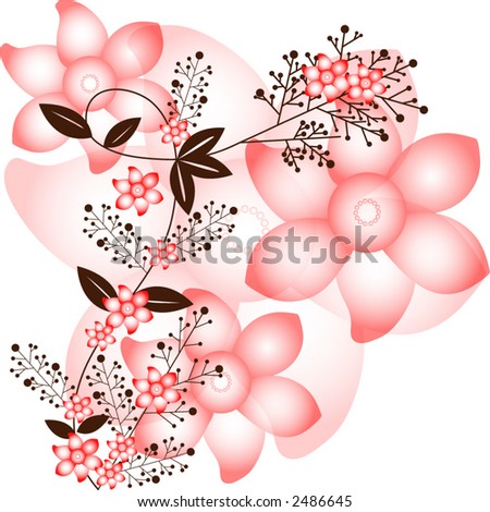 Flowers With Vine Vector - 2486645 : Shutterstock