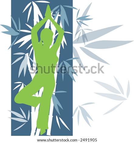 Logo Design Yoga on Yoga Pose Over Bamboo Design Background Stock Vector 2491905