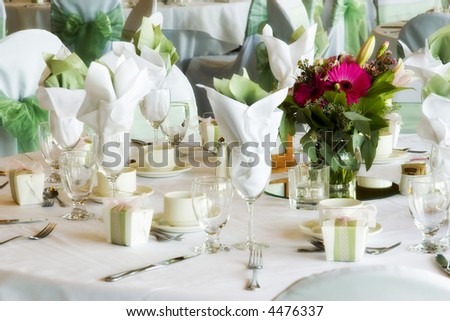 set tables with party favors