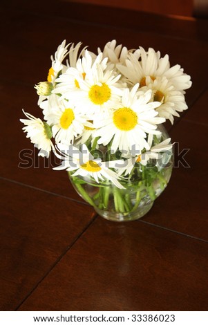 nice simple country daisies I picked from the yard and put in a vase on the table