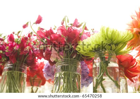 pretty flowers in mason jars