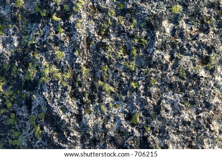 Closeup shot of natural granite with occasional spots of moss and lichen. Taken for its texture -- suitable for \