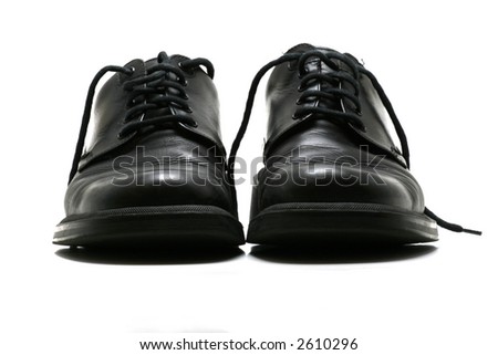 Black  White Tuxedo Shoes on Front View Of Formal Black Leather Shoes For Men On White Background