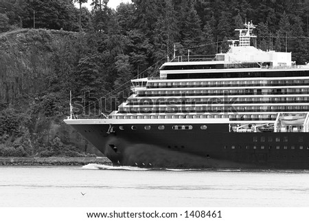 Black and white Cruise Ship Closeup