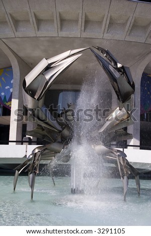 Crab sculpture in Vancouver made from stainless steel