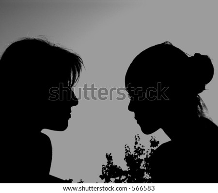 Girls Almost Kissing (Silhouettes)