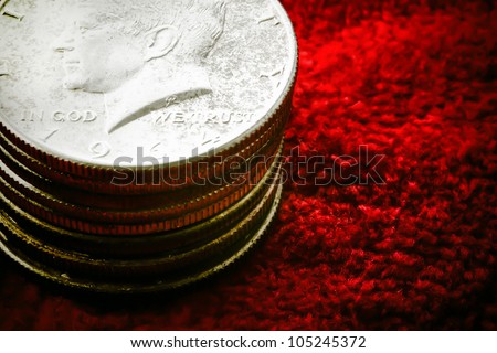 Silver Coins in Stack