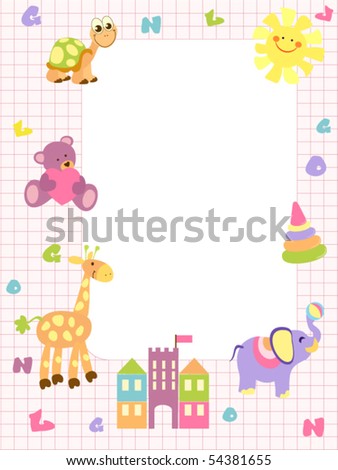 Baby Pictures Frames on Baby Frame Or Invitation  For Girls Stock Vector 54381655