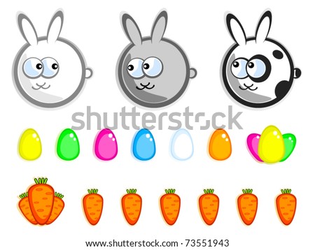 cute easter bunnies to color. cute easter bunnies to color. stock vector : Set of vector decoration isolated elements. stock vector : Set of vector decoration isolated elements.
