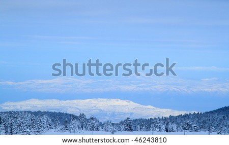 Blue Sky with mountain and snow