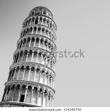 Interesting high key photo of the leaning tower of Pisa