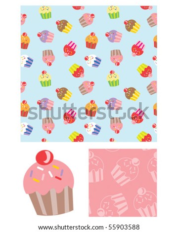 stock vector Cute cupcake vector repeat patterns Use to decorate cards 