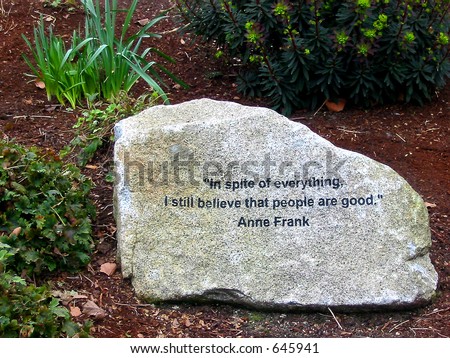 Anne Frank Quote Stone Carving at Seattle Center