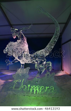 OTTAWA, ON - FEB 7: Armando Baisas and Ross Baisas of Quebec Canada take third place in the Winterlude pairs ice carving competition with their sculpture \