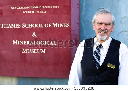 THAMES - AUGUST 17: John Tisdale, the curator of the Thames School of Mines and Mineralogical Museum in Thames, New Zealand on August 17, 2013.