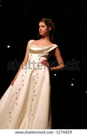 Model wearing a wedding dress at Seoul Fashion Week (Seoul Collection) Fall/Winter 2006. Hwang Jae Bock collection.
