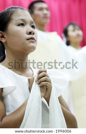 Woman performs in a religious play at the Thai Korean Christian Education Center in Chiang Rai, northern Thailand.
