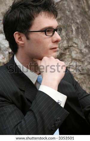 Side profile of a young businessman
