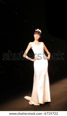 Wedding dress model walking the catwalk at Seoul Collection (Fashion Week) 08 S/S. Hwang Jae-bock - EDITORIAL ONLY.