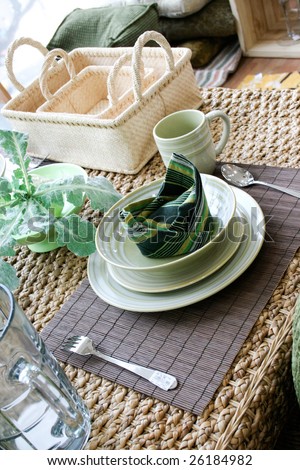 Table setting in natural colors - home interiors.