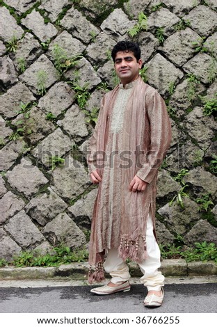 stock photo Portrait of an Indian man in traditional clothing